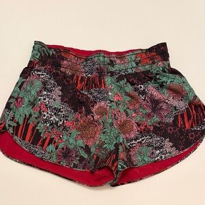 Lululemon Athletica Floral Athletic Shorts - Red and Green